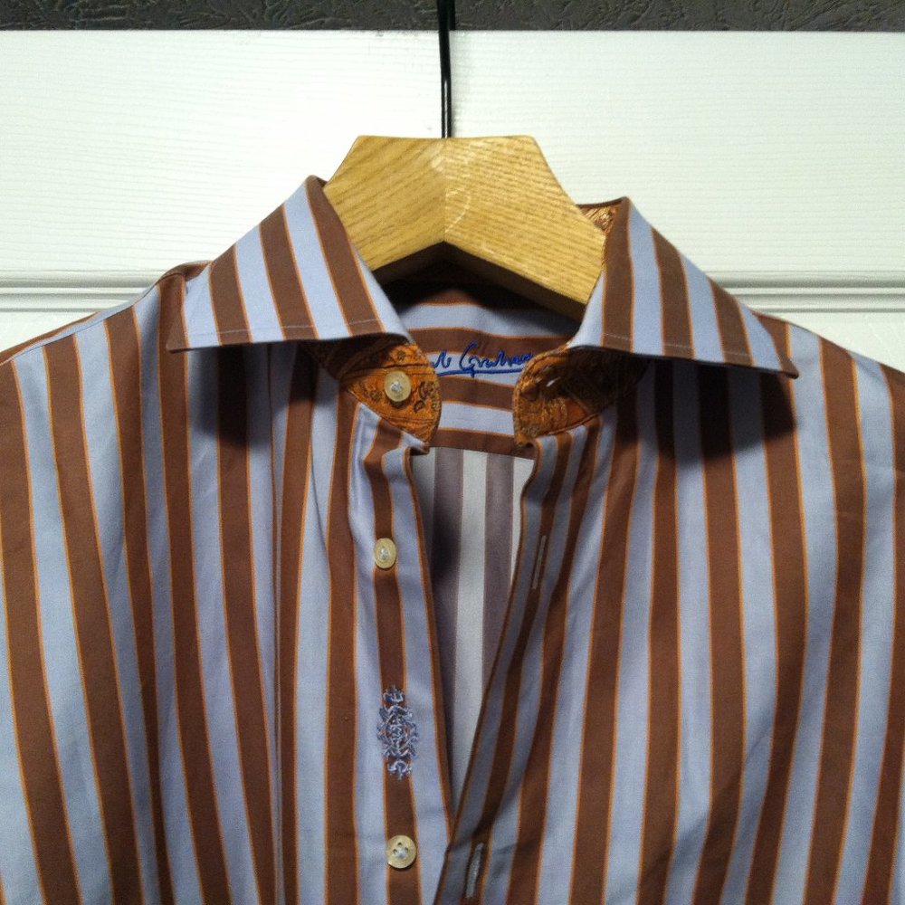ROBERT GRAHAM MENS BROWN 100%COTTON LONG SLEEVE CASUAL SHIRT SIZE: L